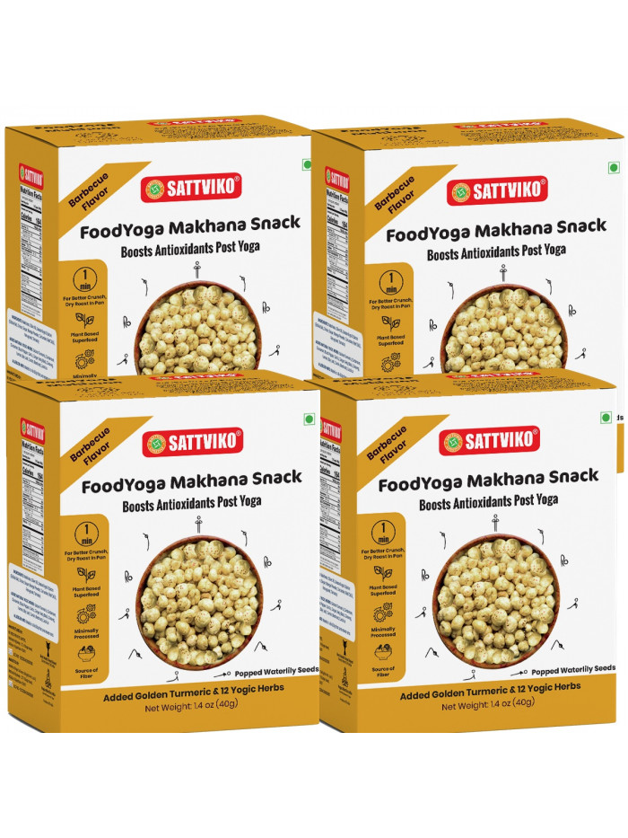 Barbecue FoodYoga Makhana Snack Pack of 4, Rich in Antioxidant