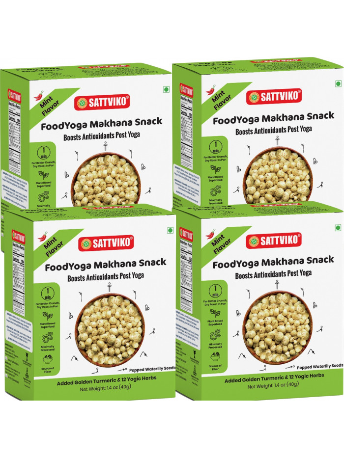 Mint (Pudina) FoodYoga Makhana Snack Pack of 4, Ri...