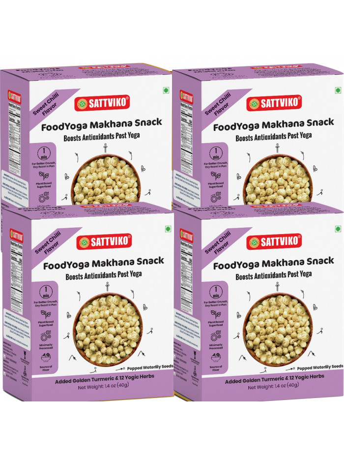 Sweet Chilli FoodYoga Makhana Snack Pack of 4, Rich in Antioxidant